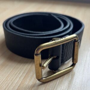 Levi's Black Leather Belt with Gold Brass Buckle NWOT